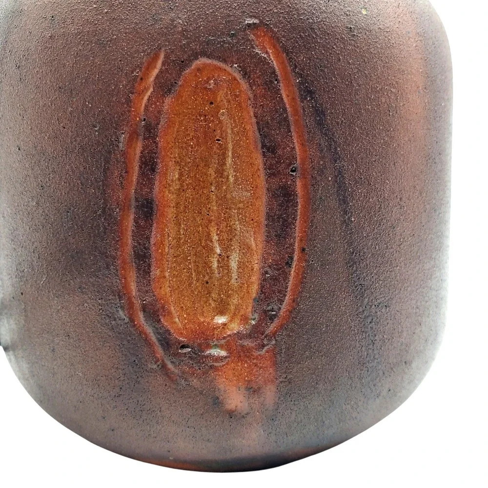 Scandinavian Bottle Neck Art Pottery Vase Modern Ceramic Matte Brown Mid Century